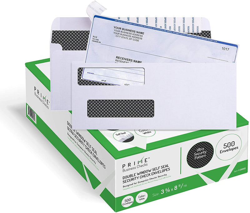 Self Seal QuickBooks Double Window Security Check Envelope - 500 Ct.